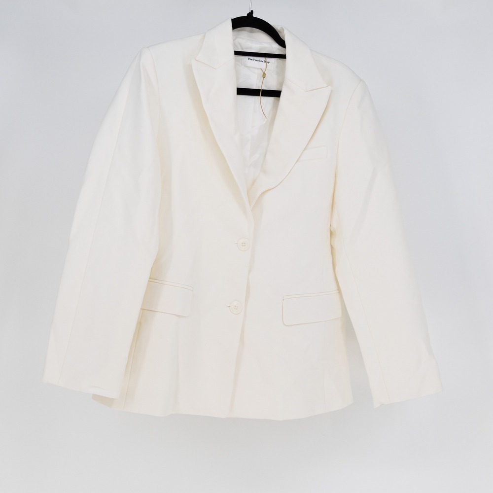 The Frankie Shop Women's Cotton Two Button Blazer Jacket Solid White M/L